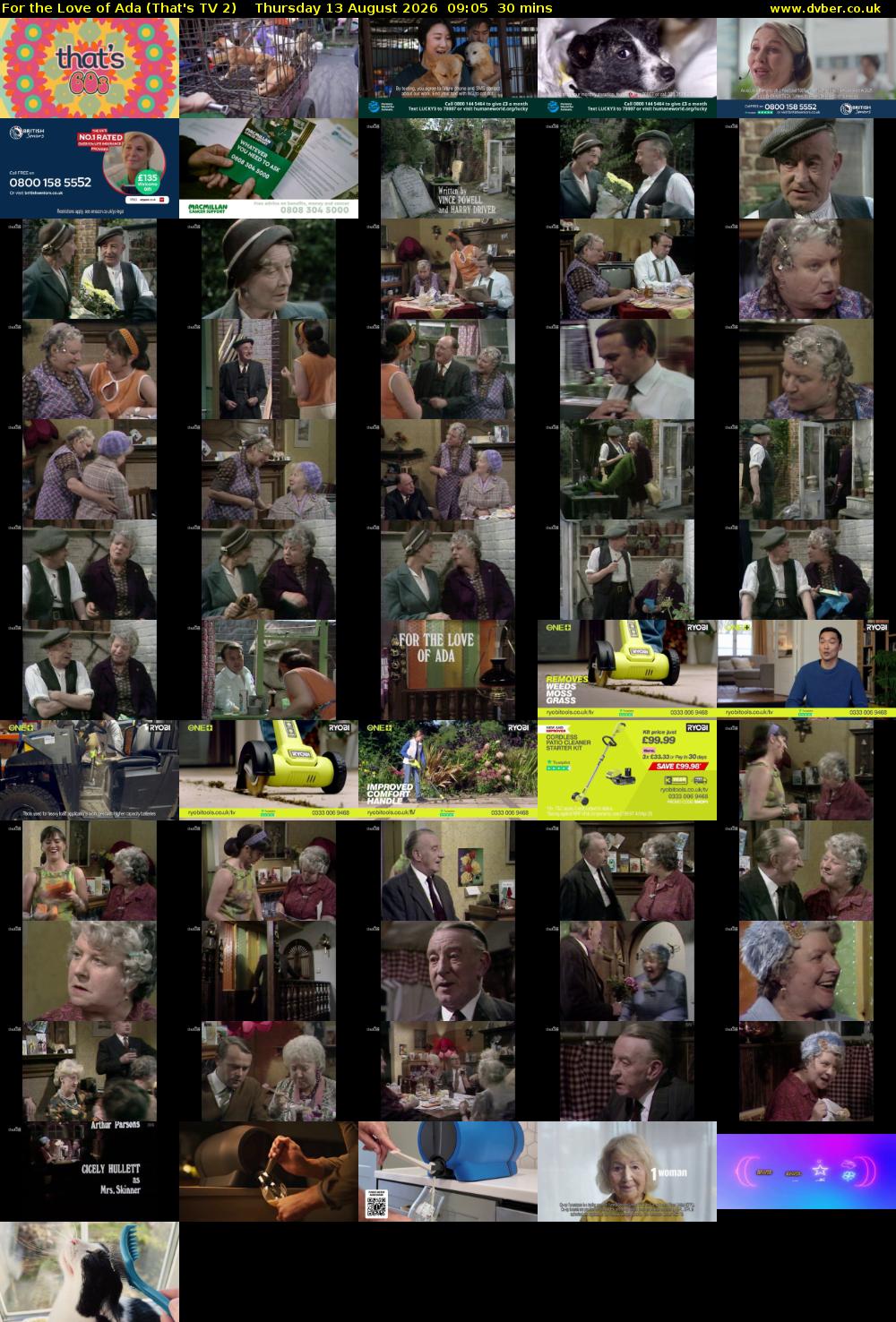 For the Love of Ada (That's TV 2) Thursday 13 August 2026 09:05 - 09:35