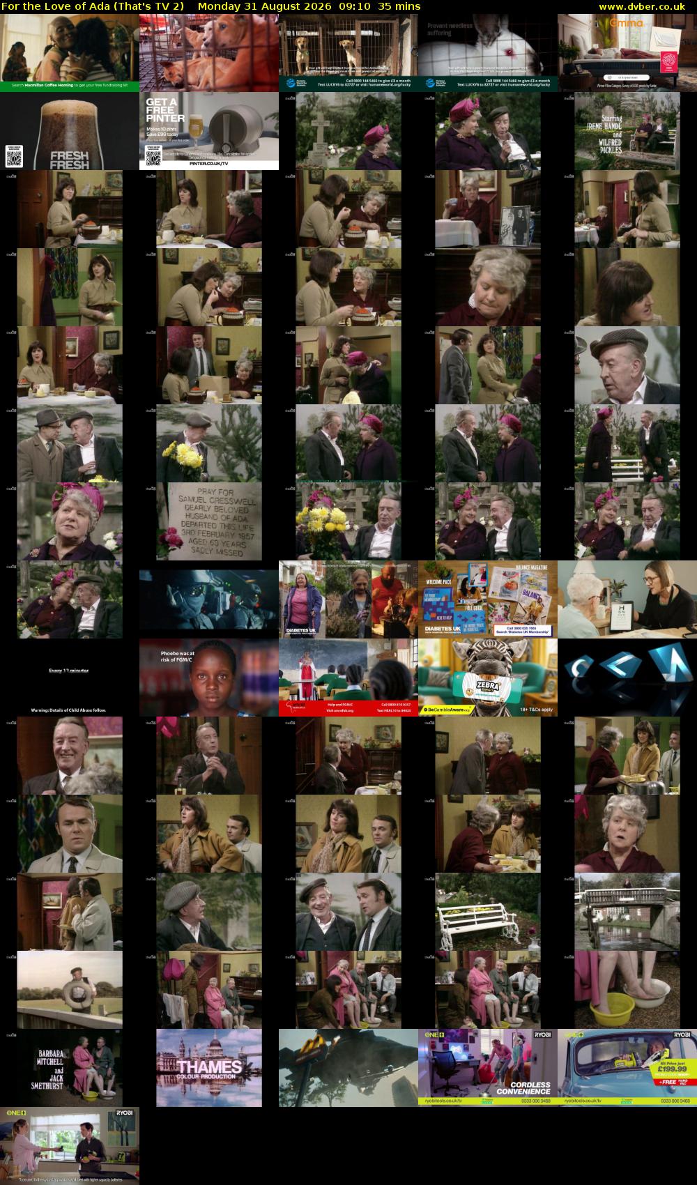 For the Love of Ada (That's TV 2) Monday 31 August 2026 09:10 - 09:45