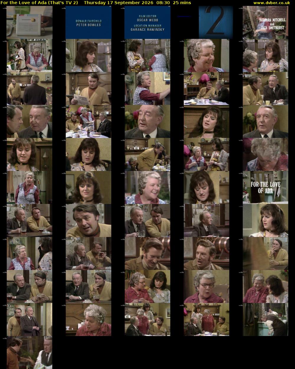 For the Love of Ada (That's TV 2) Thursday 17 September 2026 08:30 - 08:55