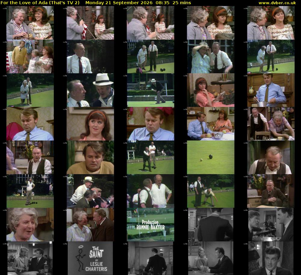 For the Love of Ada (That's TV 2) Monday 21 September 2026 08:35 - 09:00