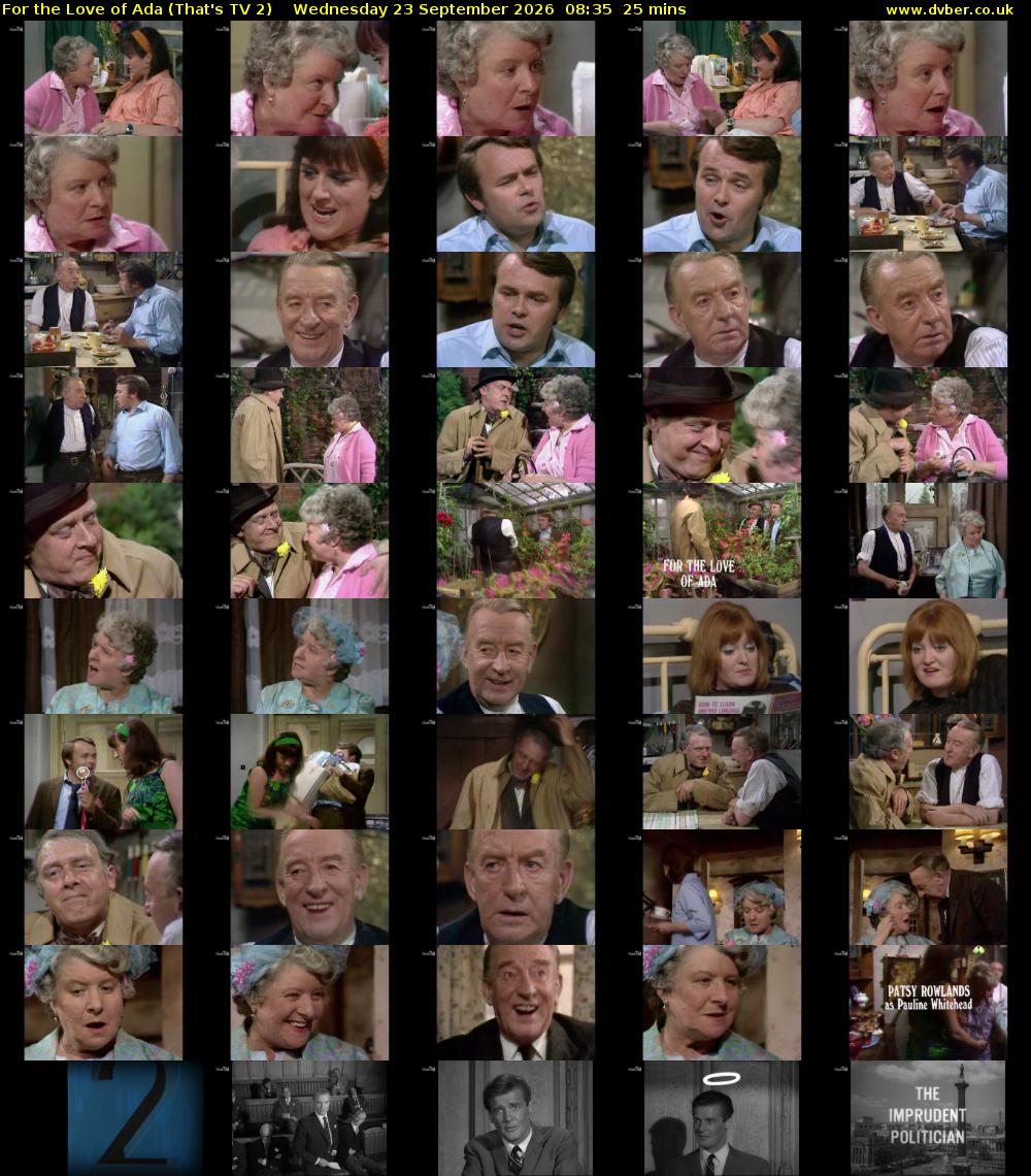 For the Love of Ada (That's TV 2) Wednesday 23 September 2026 08:35 - 09:00