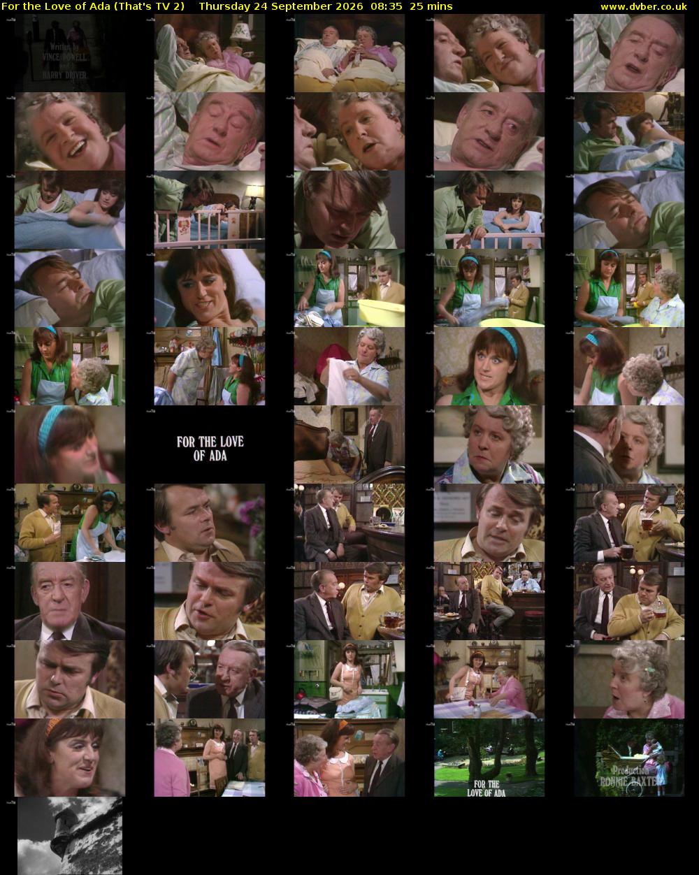 For the Love of Ada (That's TV 2) Thursday 24 September 2026 08:35 - 09:00