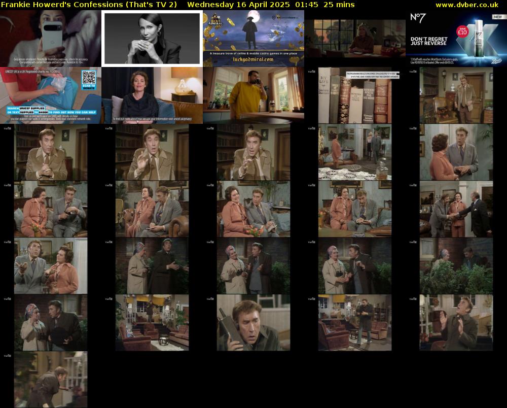 Frankie Howerd's Confessions (That's TV 2) Wednesday 16 April 2025 01:45 - 02:10