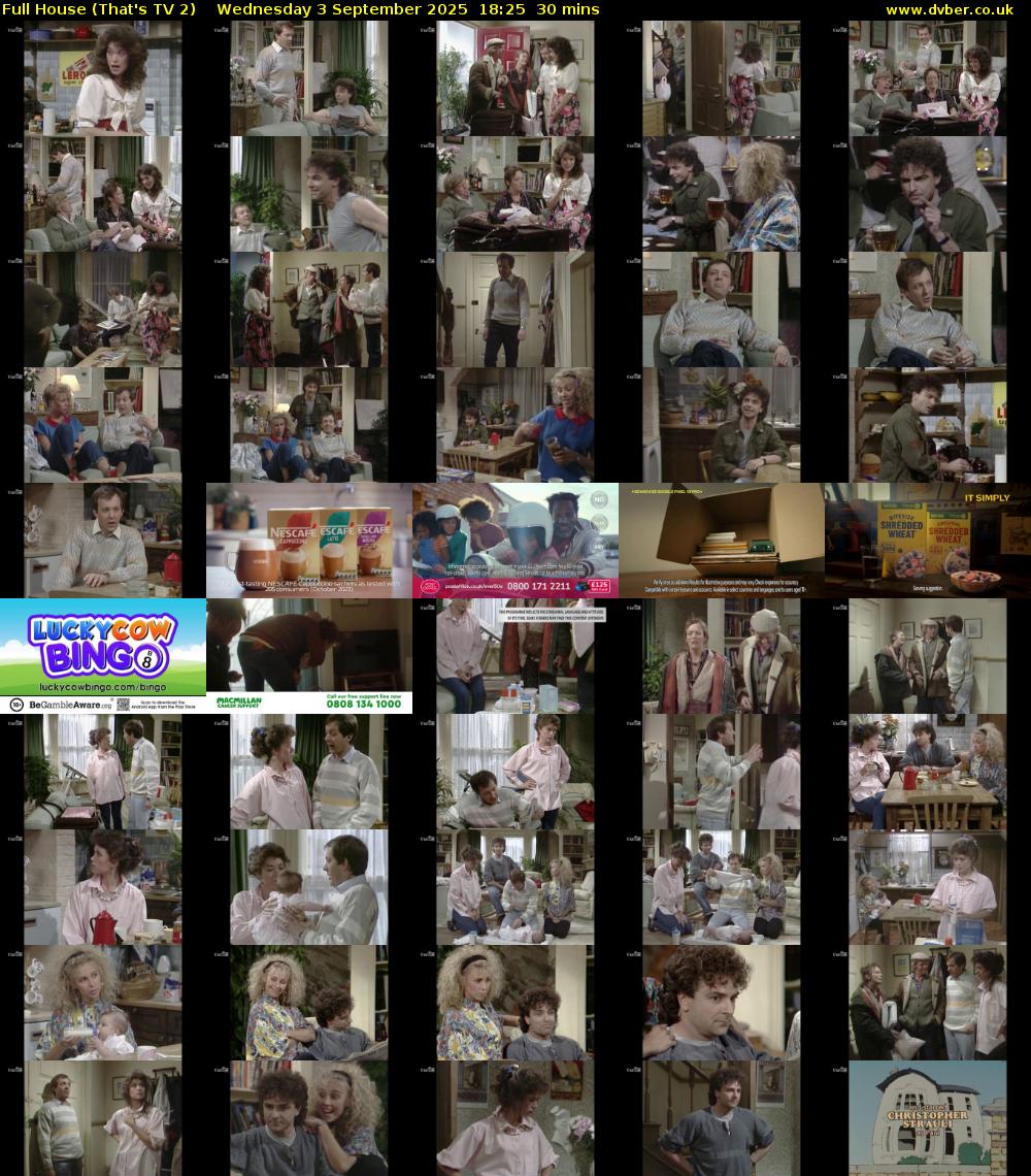 Full House (That's TV 2) Wednesday 3 September 2025 18:25 - 18:55