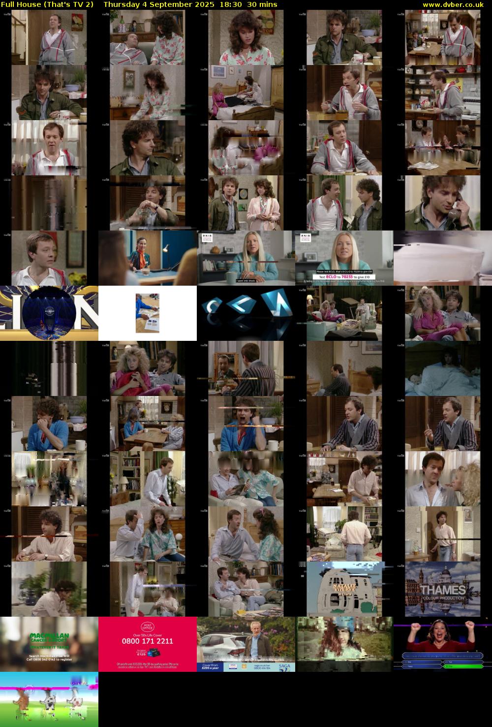 Full House (That's TV 2) Thursday 4 September 2025 18:30 - 19:00