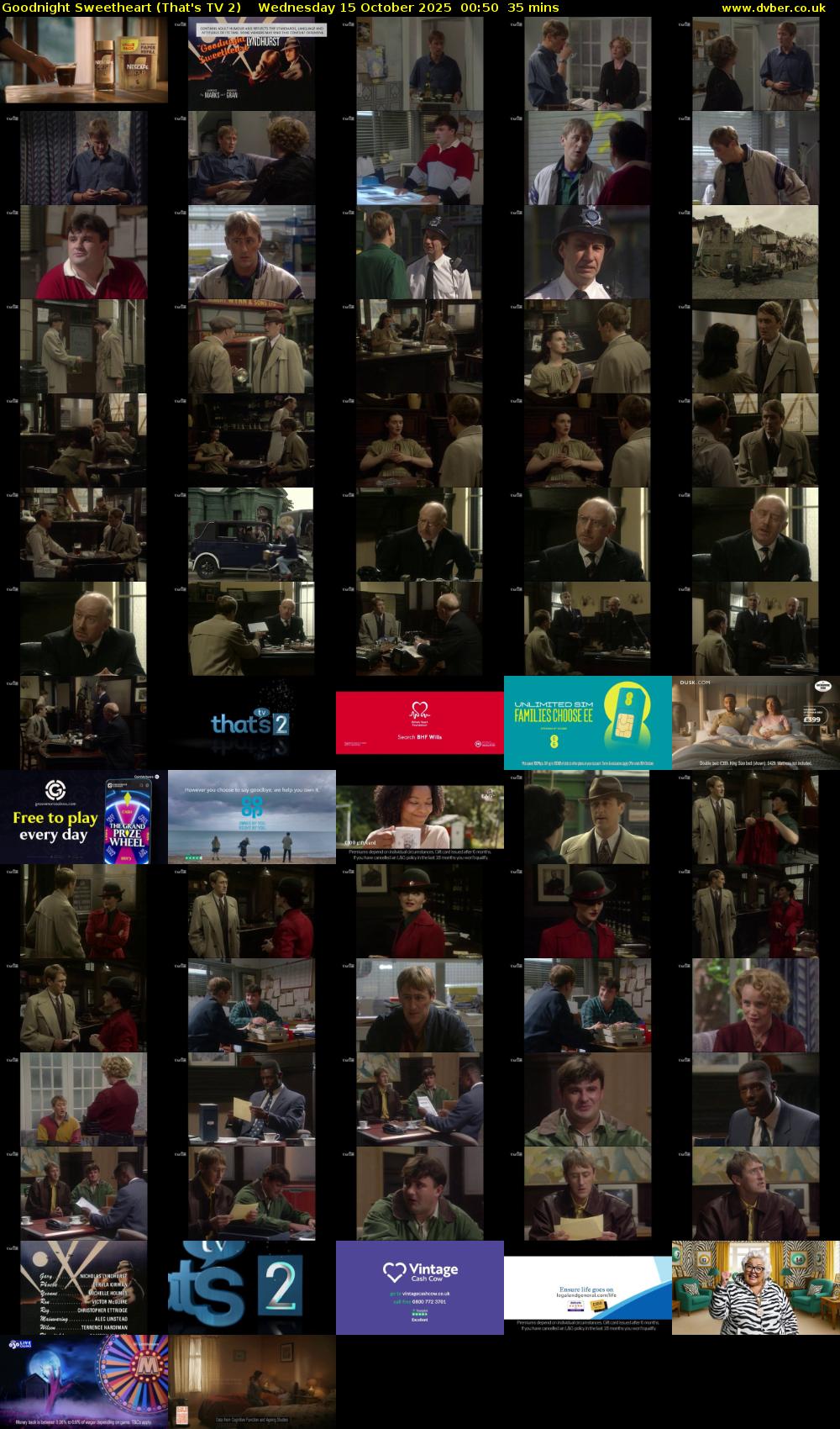 Goodnight Sweetheart (That's TV 2) Wednesday 15 October 2025 00:50 - 01:25