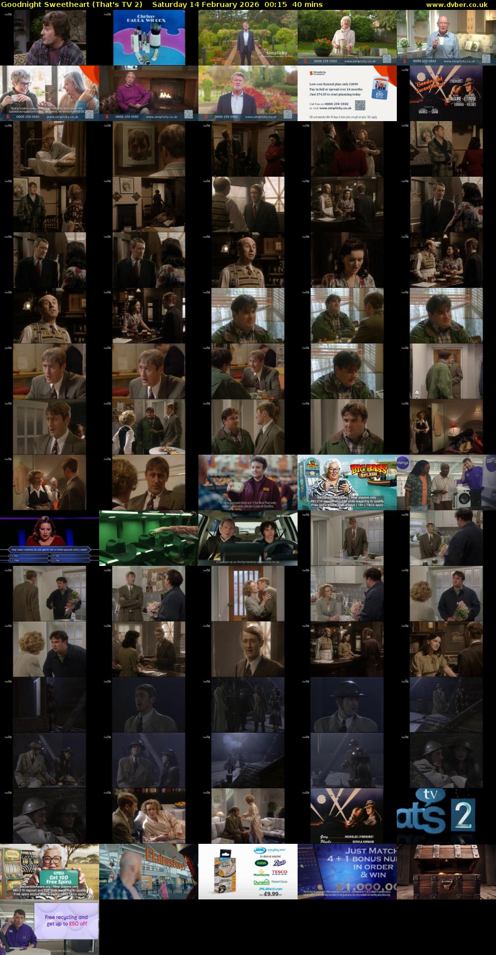 Goodnight Sweetheart (That's TV 2) Saturday 14 February 2026 00:15 - 00:55