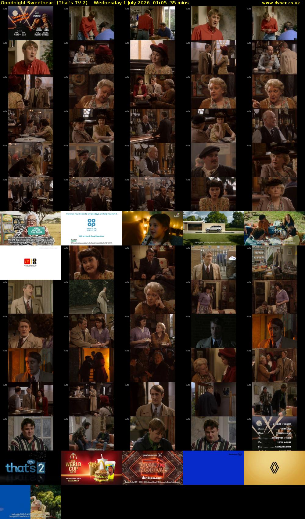 Goodnight Sweetheart (That's TV 2) Wednesday 1 July 2026 01:05 - 01:40