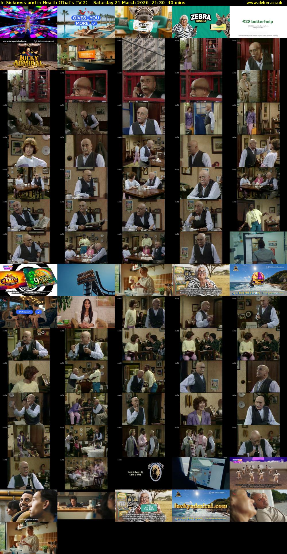 In Sickness and in Health (That's TV 2) Saturday 21 March 2026 21:30 - 22:10