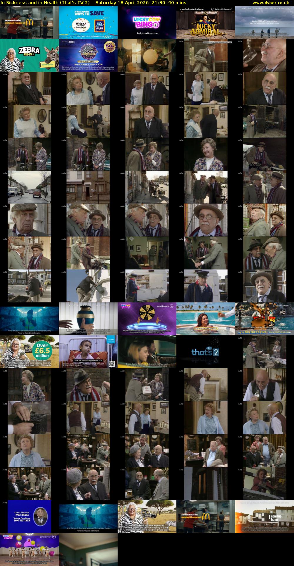 In Sickness and in Health (That's TV 2) Saturday 18 April 2026 21:30 - 22:10