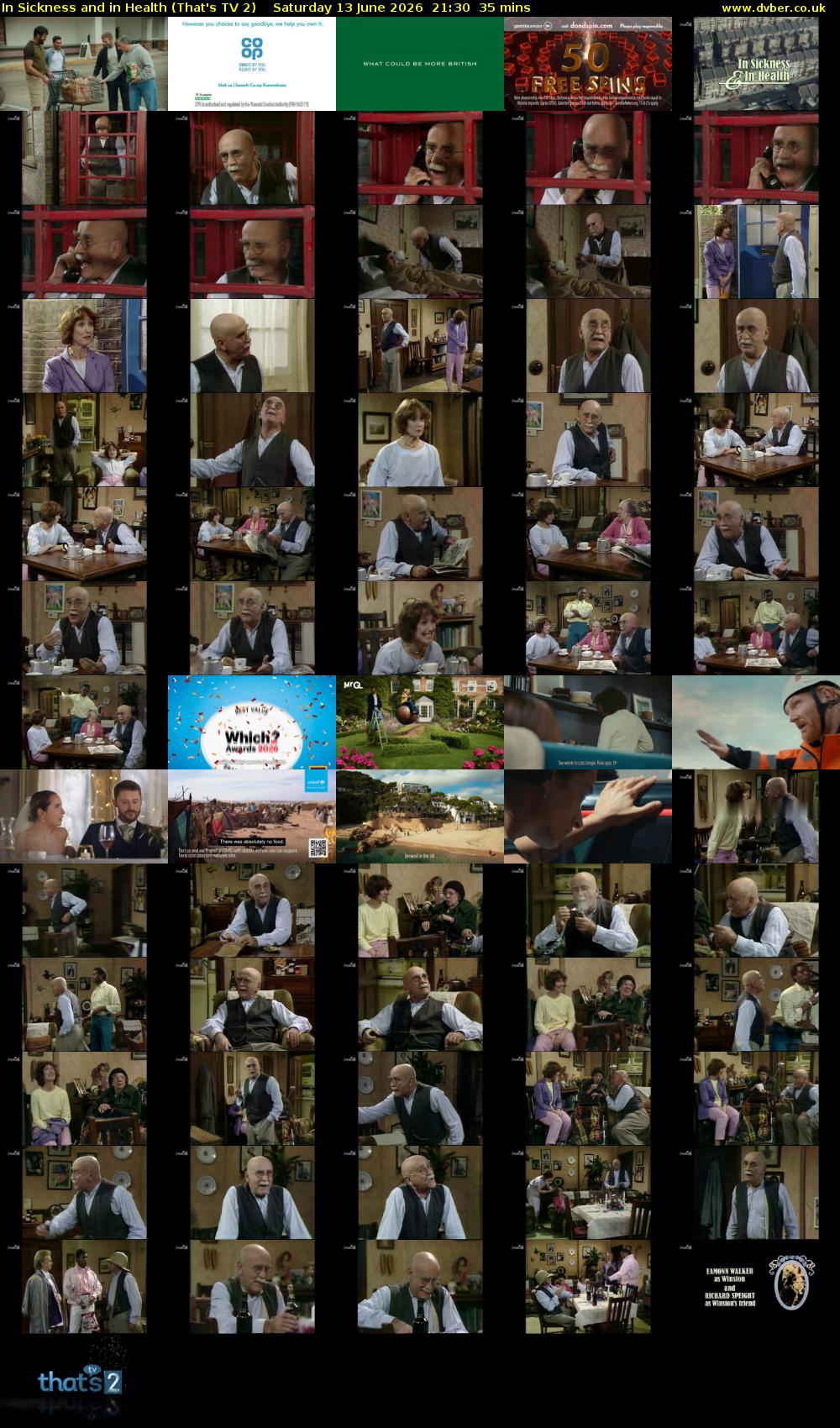 In Sickness and in Health (That's TV 2) Saturday 13 June 2026 21:30 - 22:05