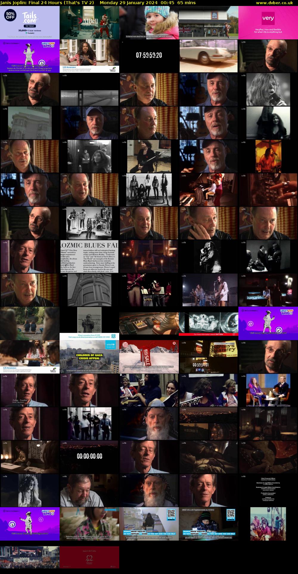 Janis Joplin: Final 24 Hours (That's TV 2) Monday 29 January 2024 00:45 - 01:50