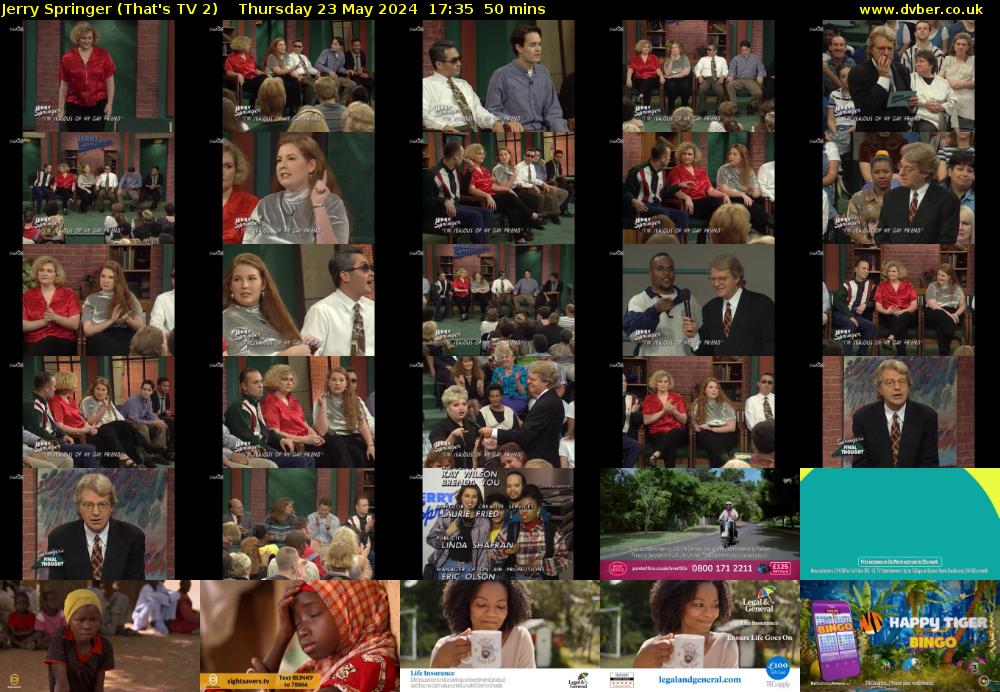 Jerry Springer (That's TV 2) Thursday 23 May 2024 17:35 - 18:25