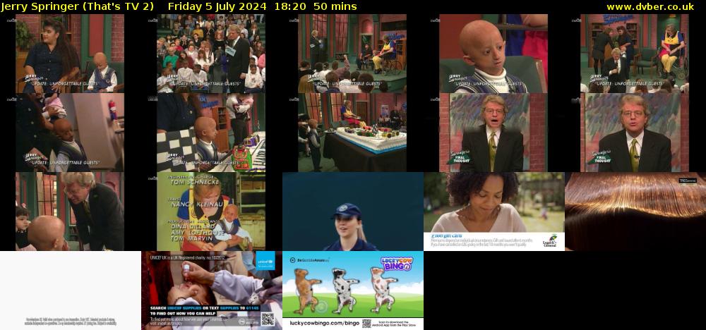 Jerry Springer (That's TV 2) Friday 5 July 2024 18:20 - 19:10