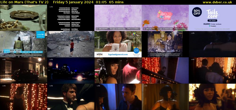 Life on Mars (That's TV 2) Friday 5 January 2024 01:05 - 02:10