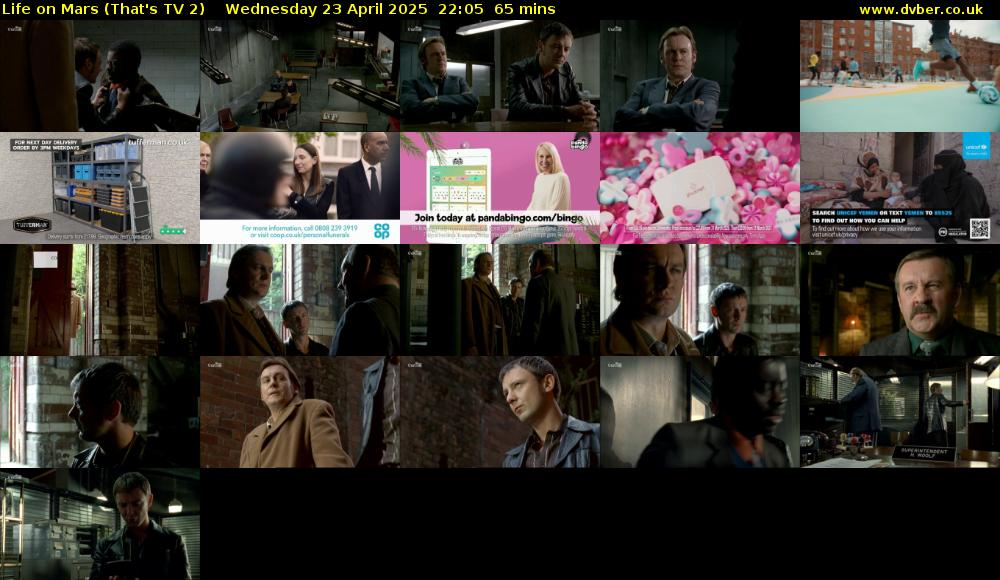 Life on Mars (That's TV 2) Wednesday 23 April 2025 22:05 - 23:10