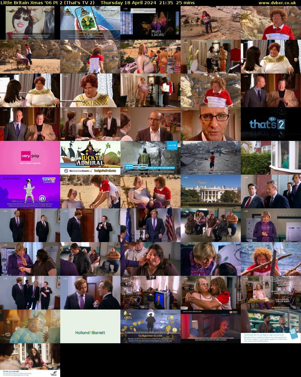 Little Britain Xmas '06 Pt 2 (That's TV 2) Thursday 18 April 2024 21:35 - 22:00