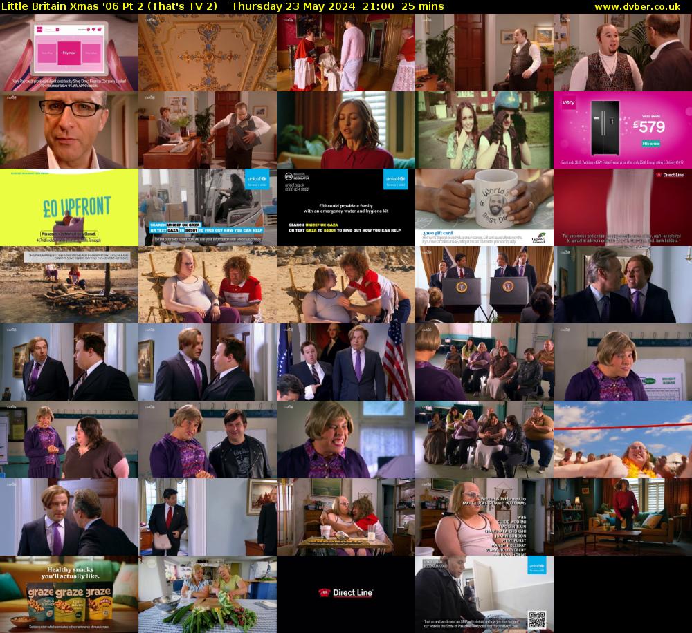 Little Britain Xmas '06 Pt 2 (That's TV 2) Thursday 23 May 2024 21:00 - 21:25