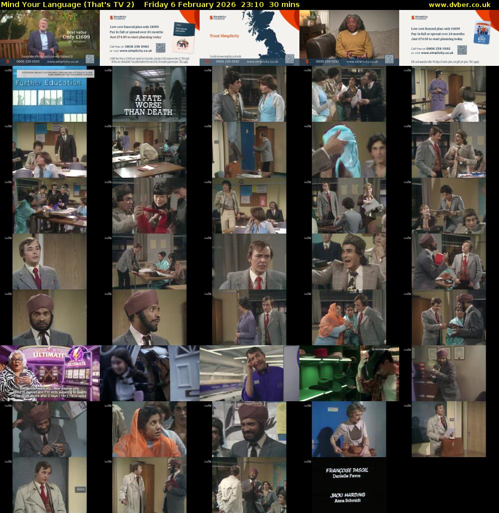 Mind Your Language (That's TV 2) Friday 6 February 2026 23:10 - 23:40