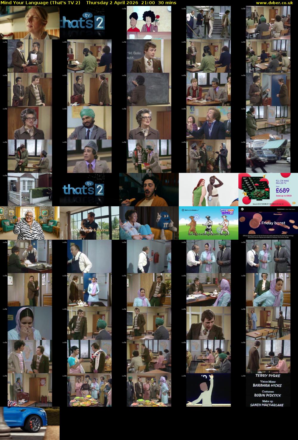 Mind Your Language (That's TV 2) Thursday 2 April 2026 21:00 - 21:30