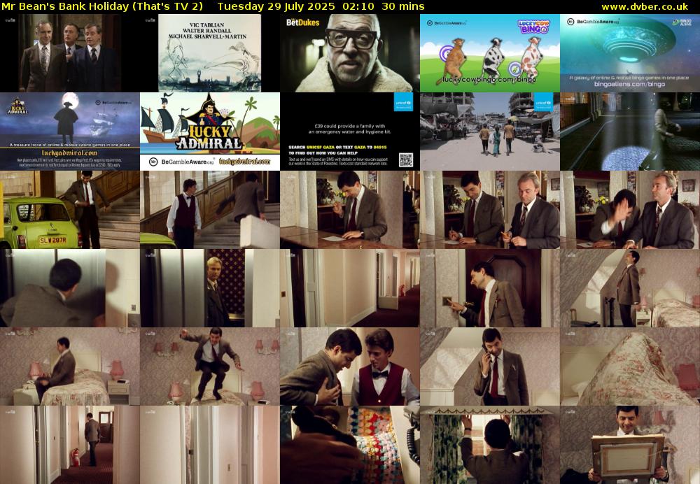 Mr Bean's Bank Holiday (That's TV 2) Tuesday 29 July 2025 02:10 - 02:40