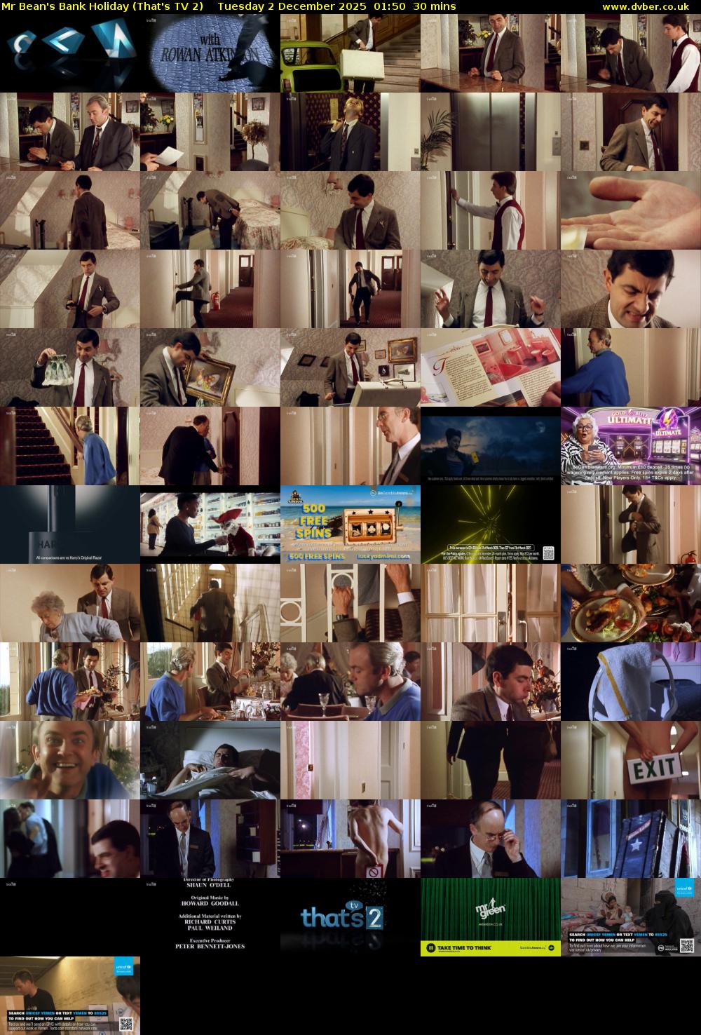 Mr Bean's Bank Holiday (That's TV 2) Tuesday 2 December 2025 01:50 - 02:20