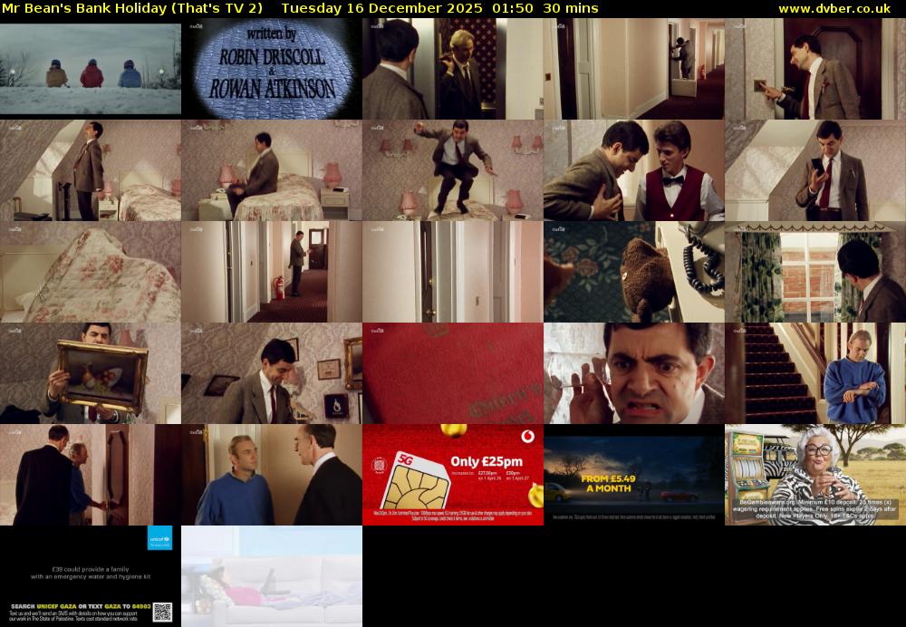 Mr Bean's Bank Holiday (That's TV 2) Tuesday 16 December 2025 01:50 - 02:20