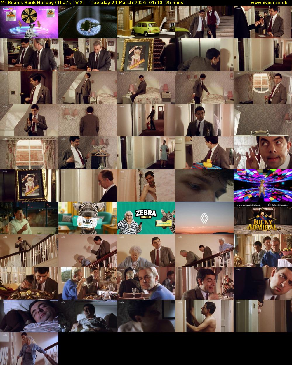 Mr Bean's Bank Holiday (That's TV 2) Tuesday 24 March 2026 01:40 - 02:05