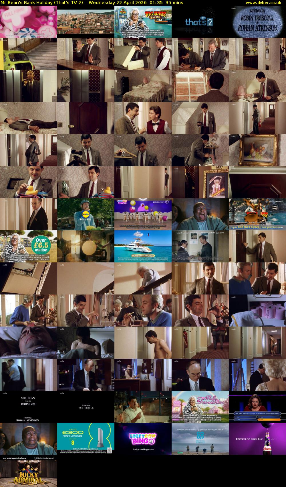 Mr Bean's Bank Holiday (That's TV 2) Wednesday 22 April 2026 01:35 - 02:10
