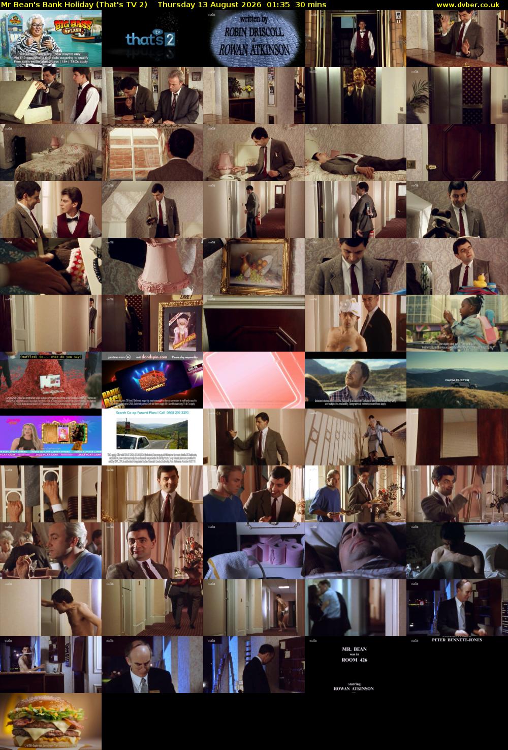 Mr Bean's Bank Holiday (That's TV 2) Thursday 13 August 2026 01:35 - 02:05