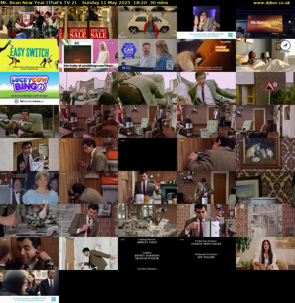 Mr. Bean New Year (That's TV 2) Sunday 11 May 2025 18:20 - 18:50