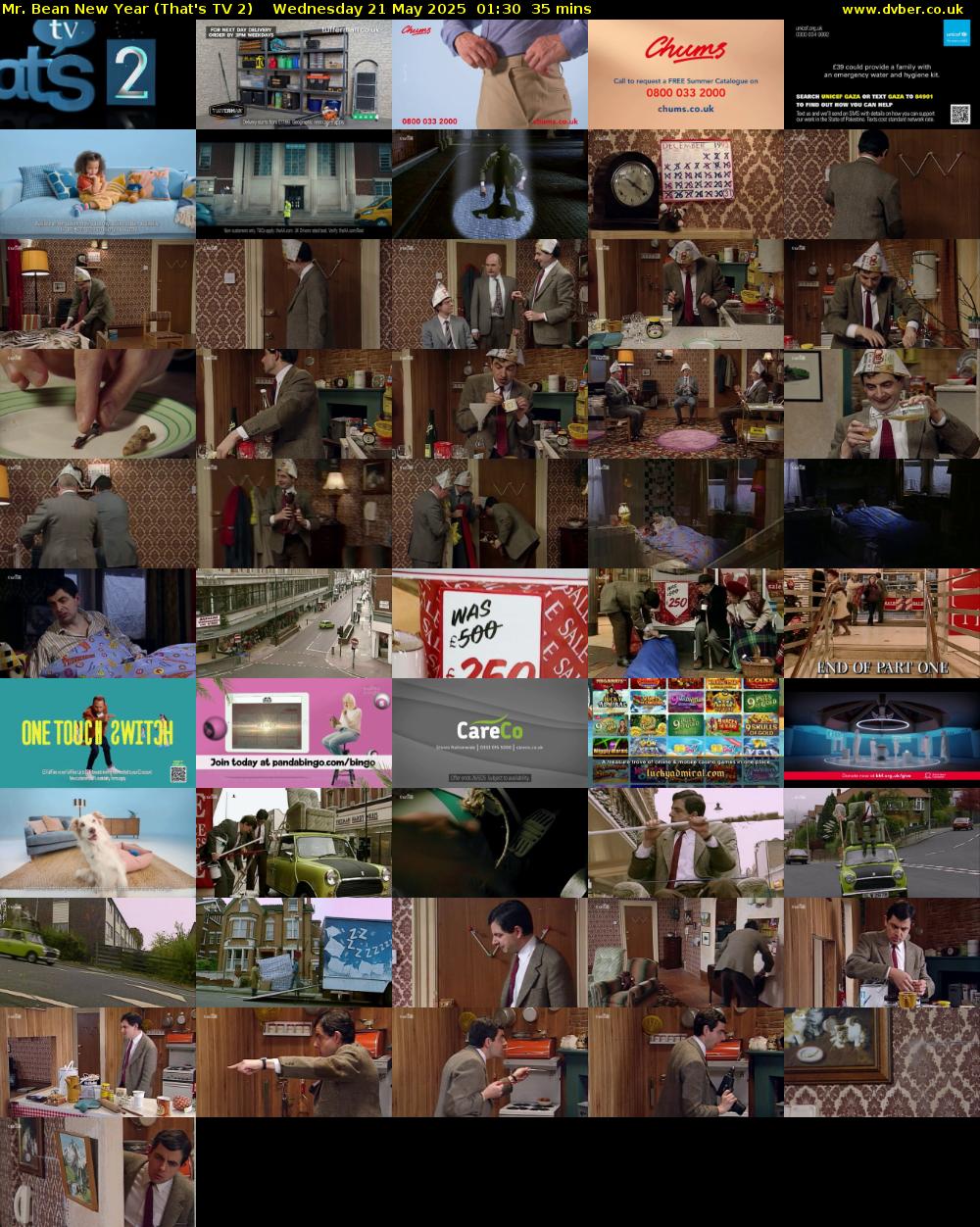Mr. Bean New Year (That's TV 2) Wednesday 21 May 2025 01:30 - 02:05