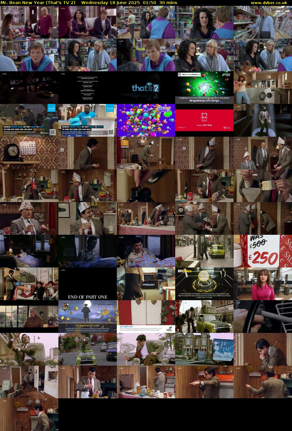 Mr. Bean New Year (That's TV 2) Wednesday 18 June 2025 01:50 - 02:20