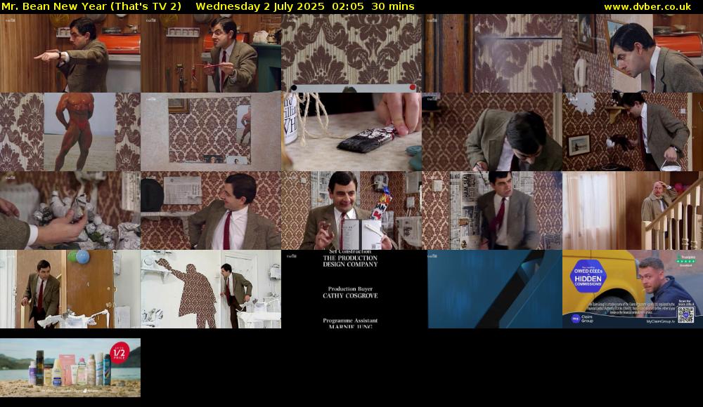 Mr. Bean New Year (That's TV 2) Wednesday 2 July 2025 02:05 - 02:35