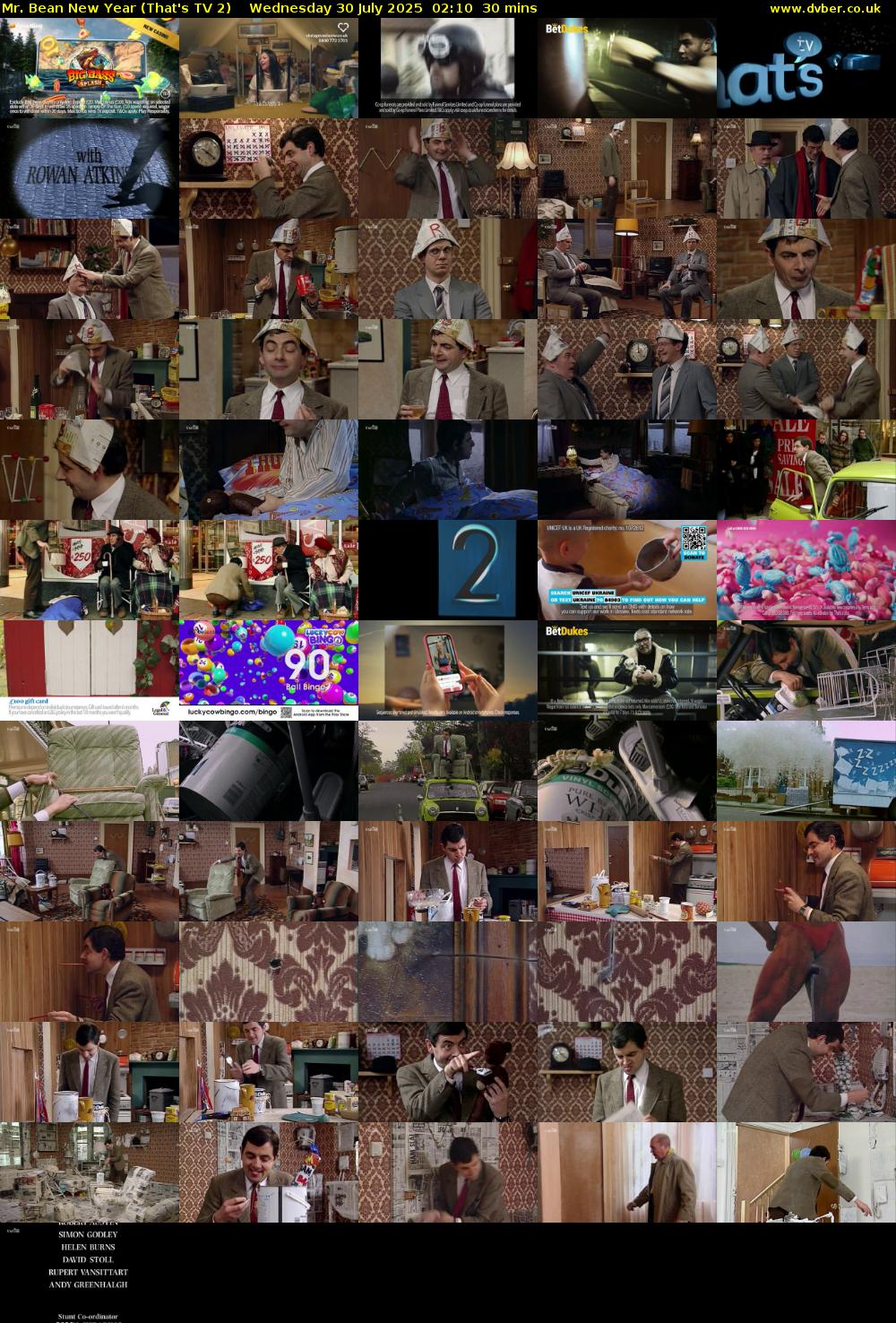 Mr. Bean New Year (That's TV 2) Wednesday 30 July 2025 02:10 - 02:40