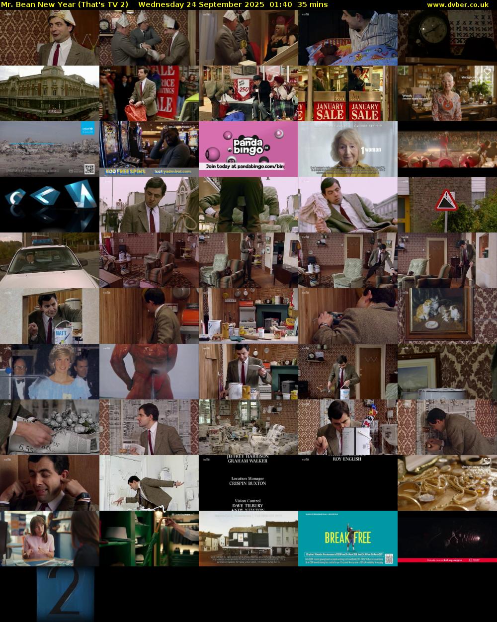 Mr. Bean New Year (That's TV 2) Wednesday 24 September 2025 01:40 - 02:15