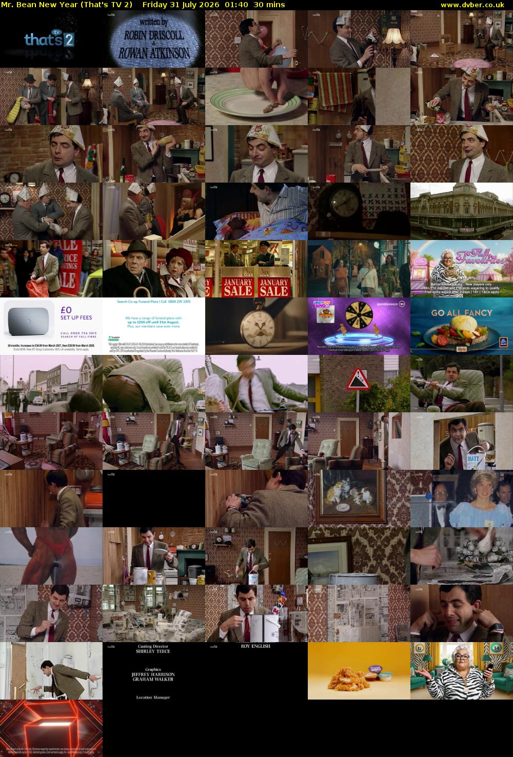 Mr. Bean New Year (That's TV 2) Friday 31 July 2026 01:40 - 02:10