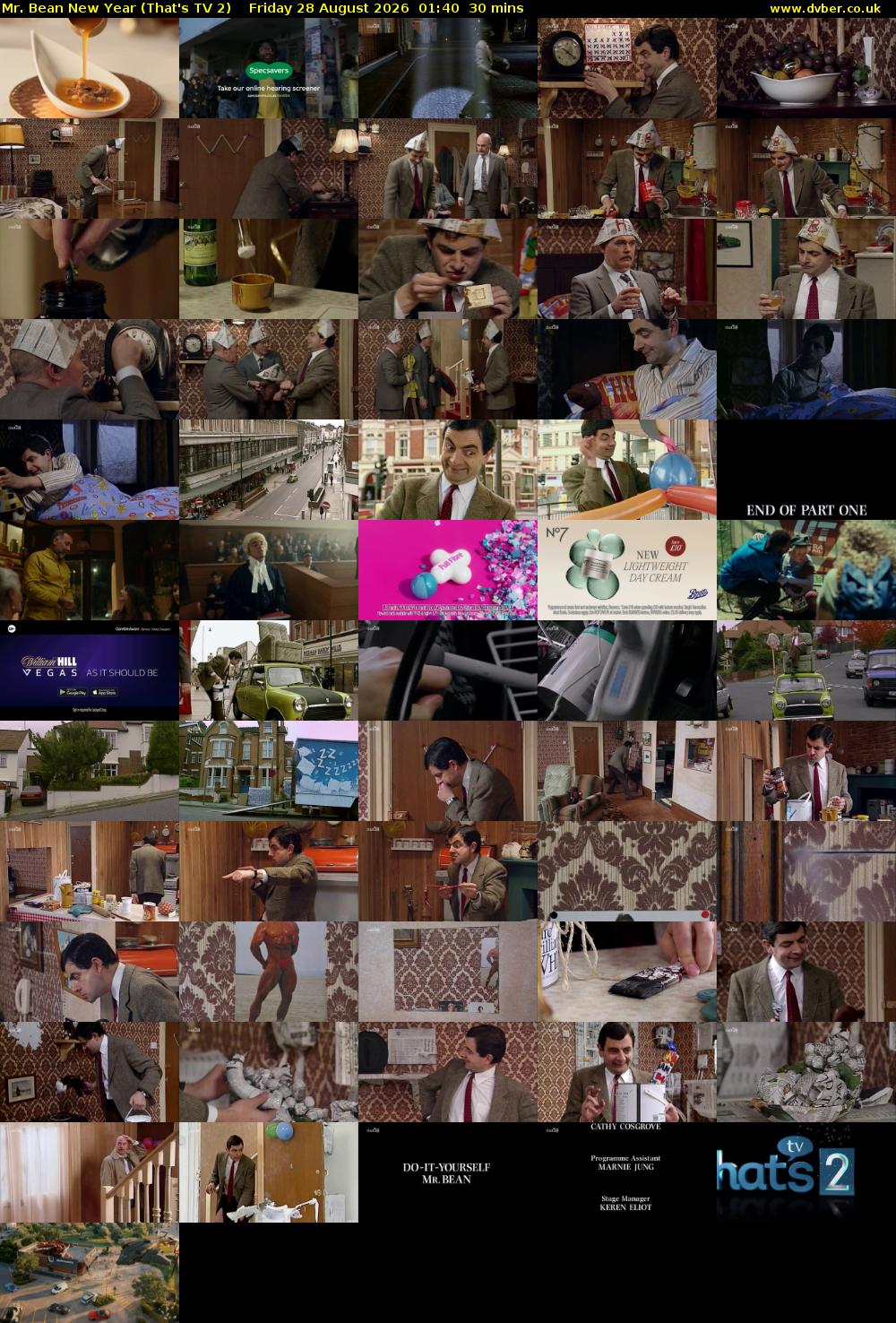 Mr. Bean New Year (That's TV 2) Friday 28 August 2026 01:40 - 02:10