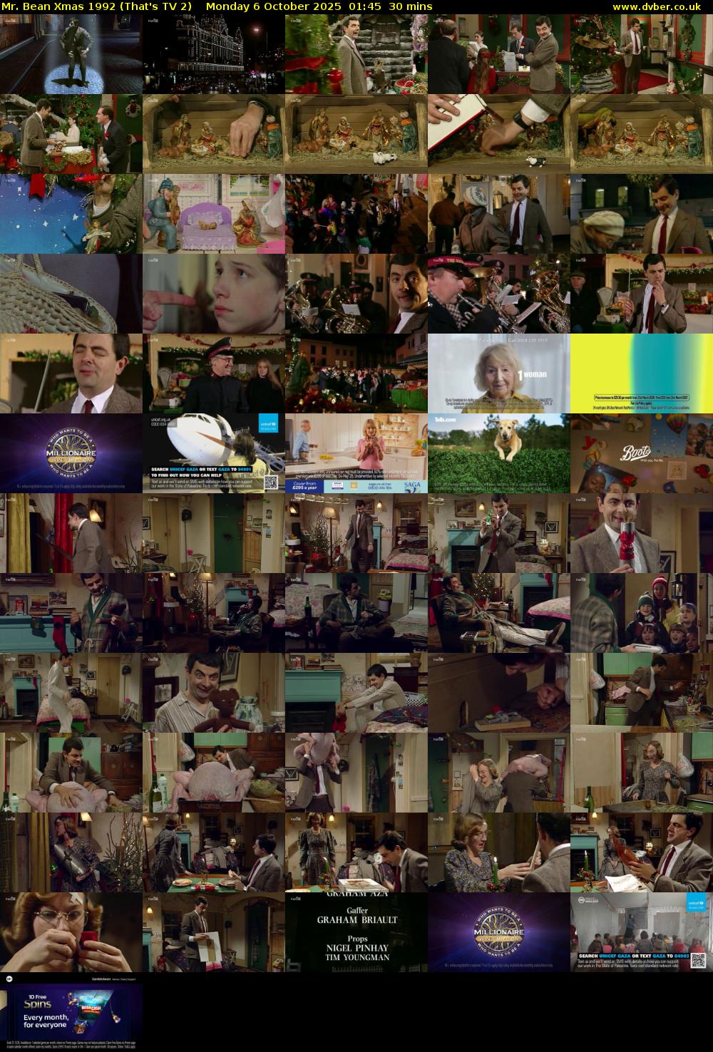 Mr. Bean Xmas 1992 (That's TV 2) Monday 6 October 2025 01:45 - 02:15
