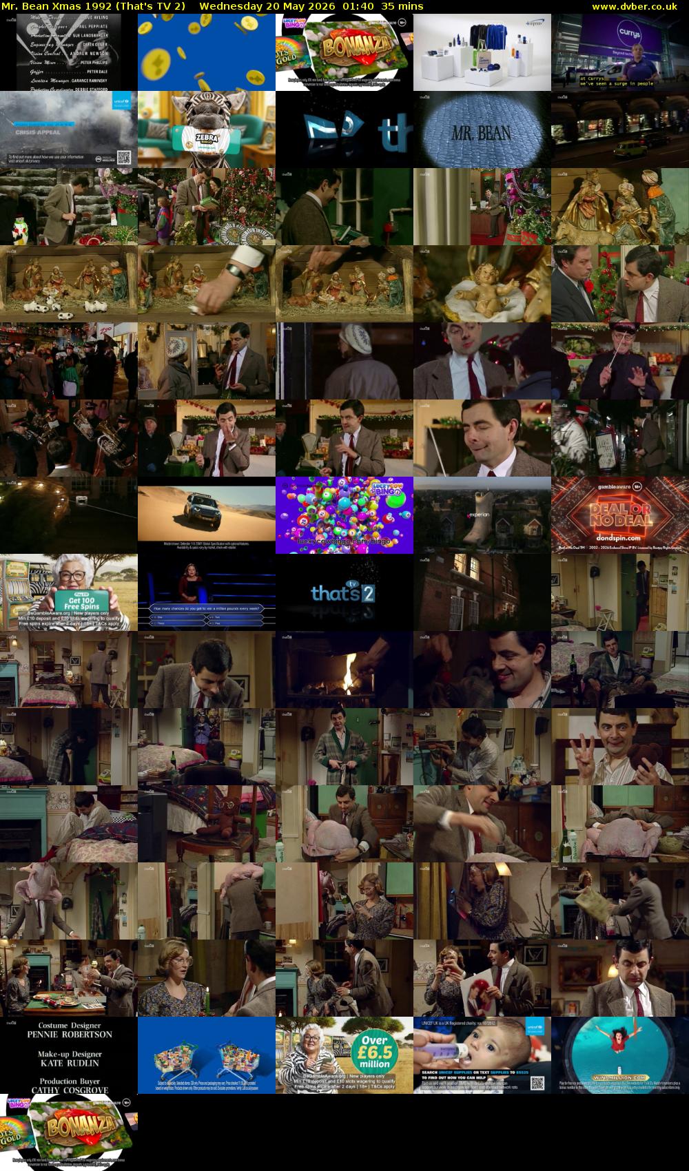 Mr. Bean Xmas 1992 (That's TV 2) Wednesday 20 May 2026 01:40 - 02:15