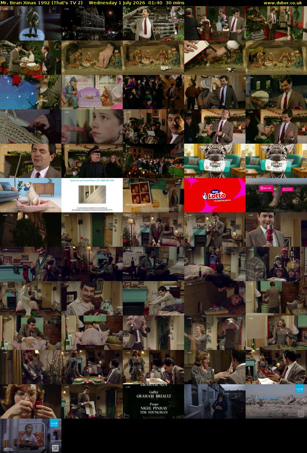 Mr. Bean Xmas 1992 (That's TV 2) Wednesday 1 July 2026 01:40 - 02:10