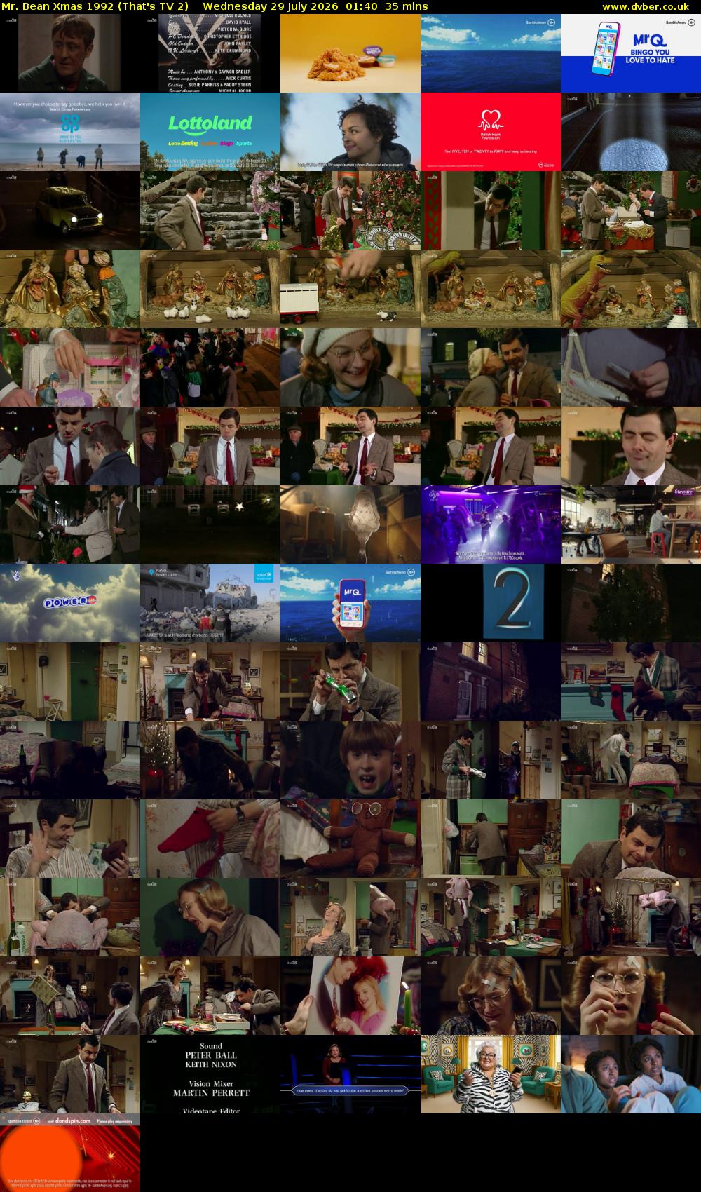 Mr. Bean Xmas 1992 (That's TV 2) Wednesday 29 July 2026 01:40 - 02:15