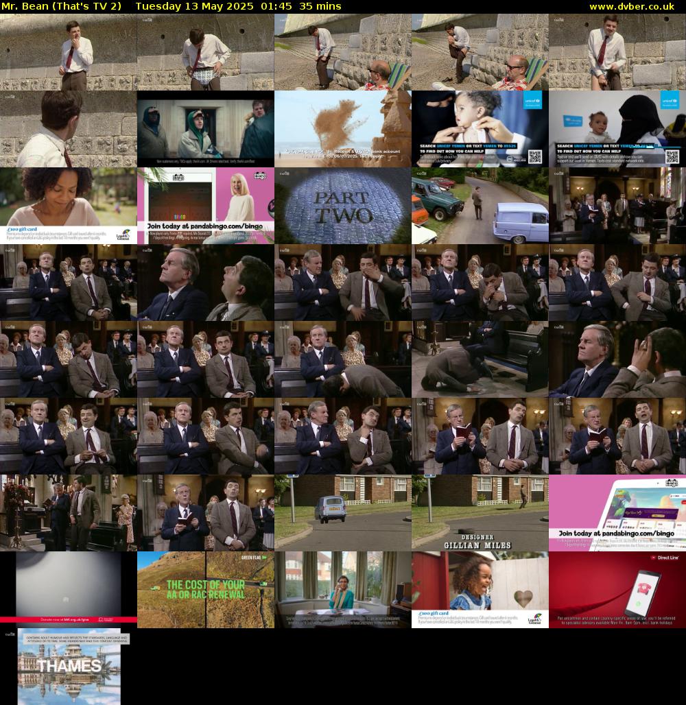 Mr. Bean (That's TV 2) Tuesday 13 May 2025 01:45 - 02:20
