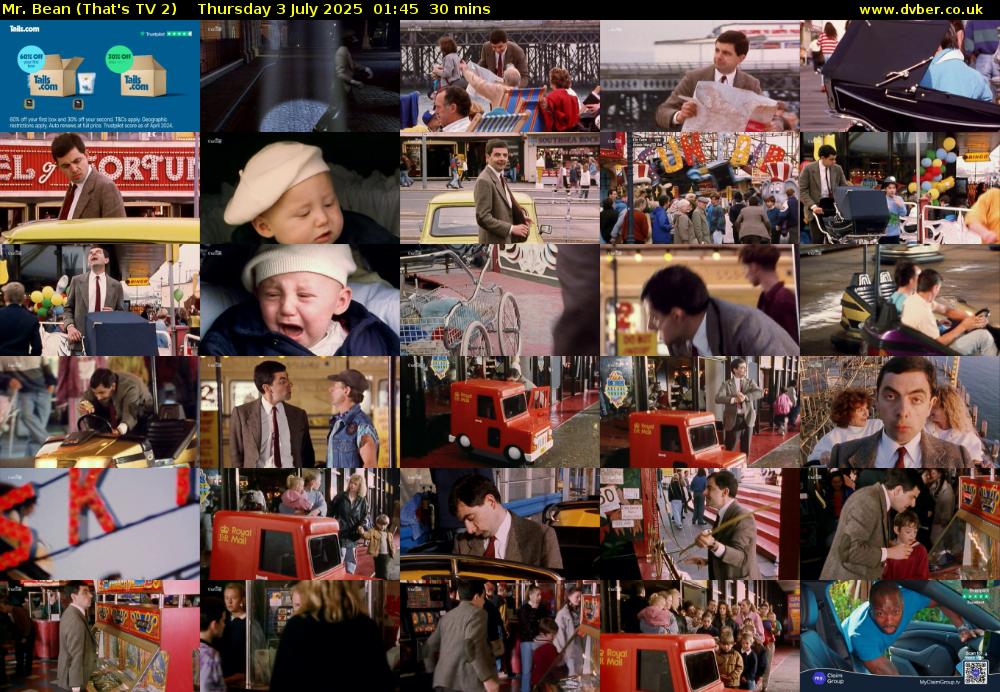 Mr. Bean (That's TV 2) Thursday 3 July 2025 01:45 - 02:15