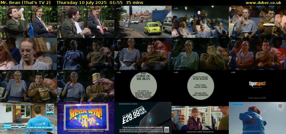 Mr. Bean (That's TV 2) Thursday 10 July 2025 01:55 - 02:30