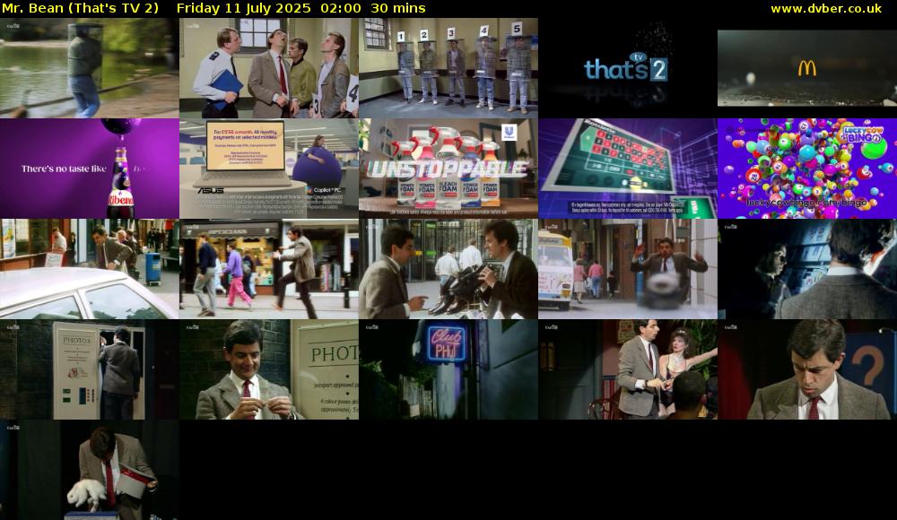 Mr. Bean (That's TV 2) Friday 11 July 2025 02:00 - 02:30