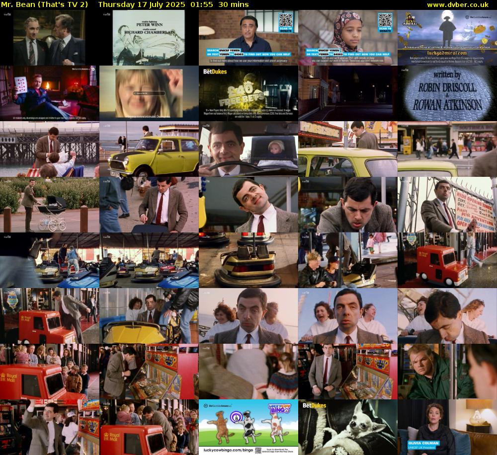 Mr. Bean (That's TV 2) Thursday 17 July 2025 01:55 - 02:25
