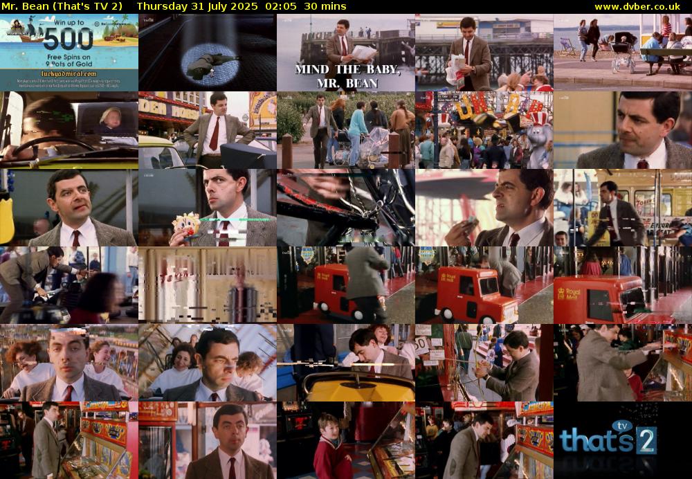 Mr. Bean (That's TV 2) Thursday 31 July 2025 02:05 - 02:35