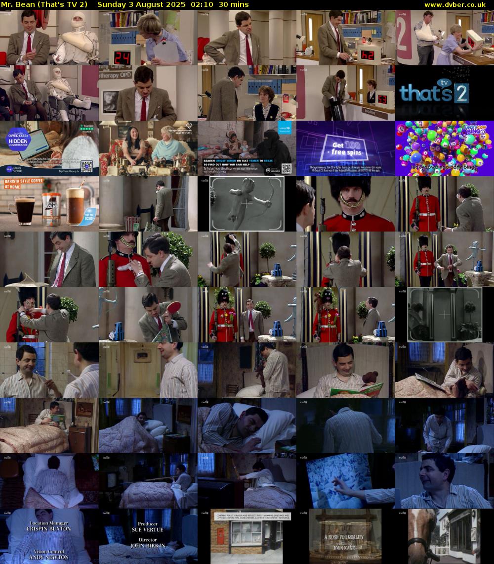 Mr. Bean (That's TV 2) Sunday 3 August 2025 02:10 - 02:40
