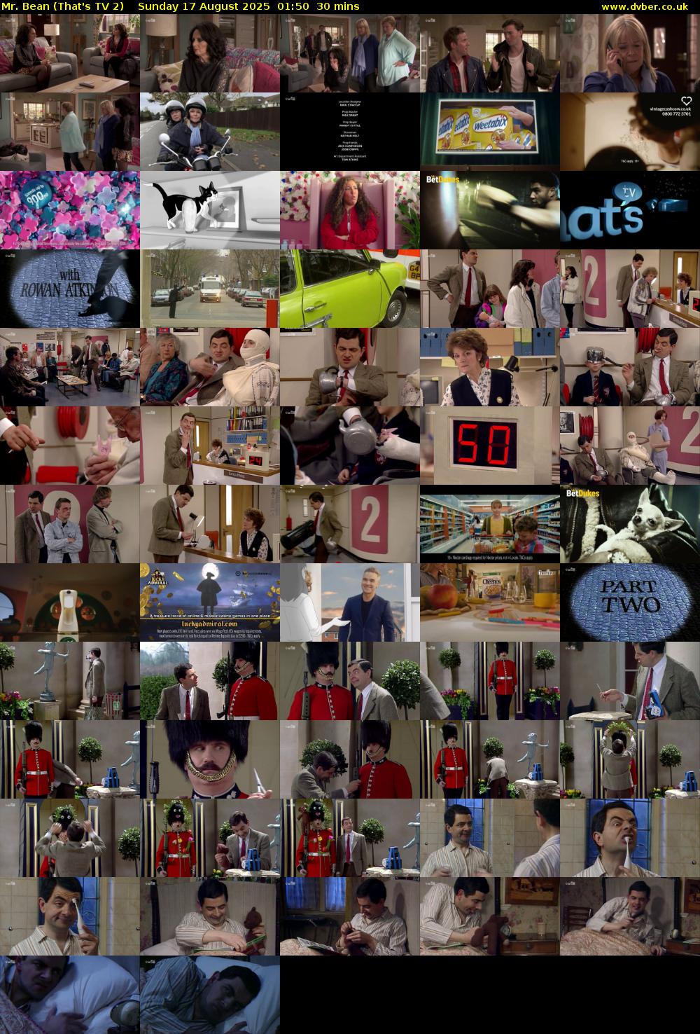 Mr. Bean (That's TV 2) Sunday 17 August 2025 01:50 - 02:20